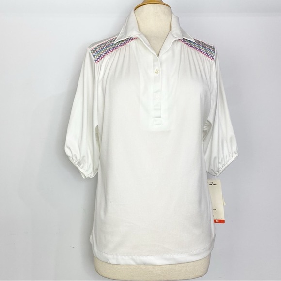 Vintage NWT deadstock 70s smocking detail top M - Picture 1 of 12